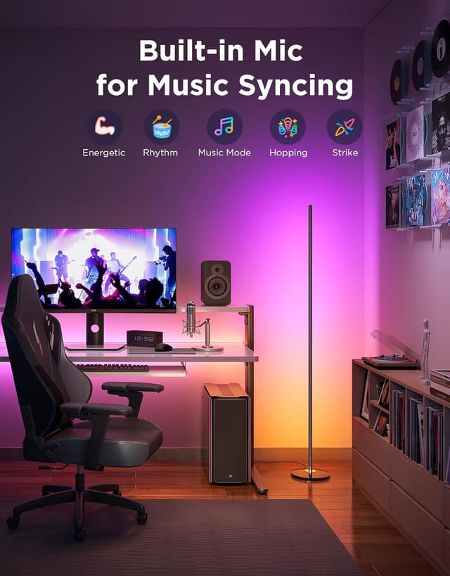 Thumbnail 6 de Govee LED Floor Lamp (RGBIC Modern Corner Lamp) with 61 scene modes, music sync and app/voice control, black