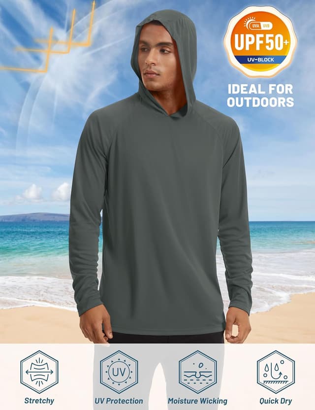 Detalle de TACVASEN felpa uomo con cappuccio UV UPF 50+