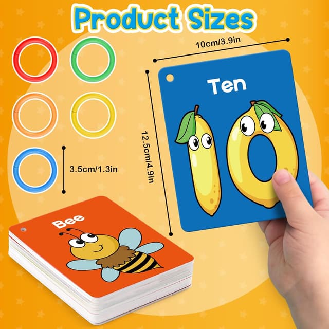 Thumbnail 6 de Torlam Toddler Flash Cards (60 Double-Sided Cards) for Alphabet, Numbers, Shapes, Colors & First Words