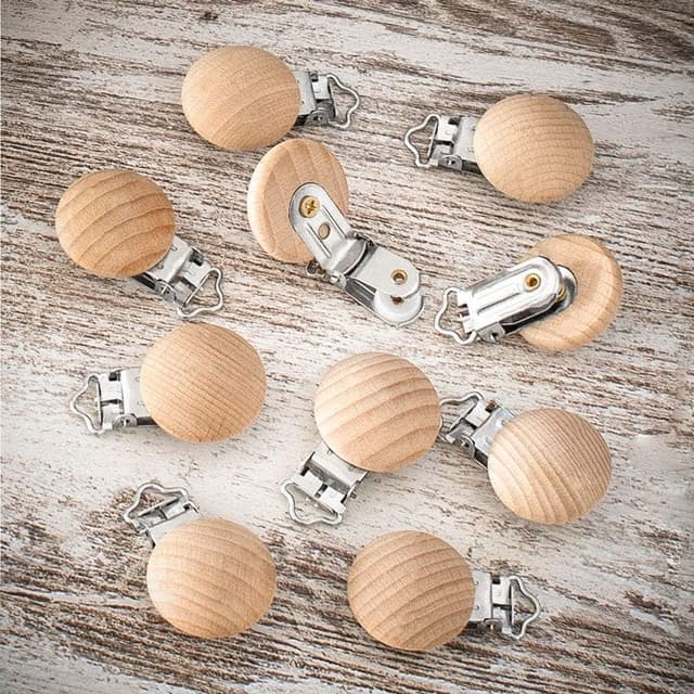 Detalle 2 de RUBY 10er Schnullerclip aus Holz – Schnullerketten-Clips für DIY und Zubehör