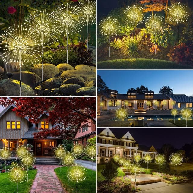 Thumbnail 6 de Solar Feuerwerk Gartenlichter mit 120 LED (4er-Set) – Solarstecker für Terrasse, Wege & Rasen