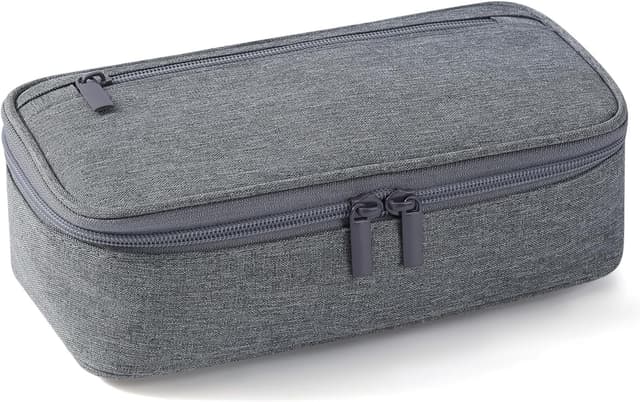 Detalle de Gigmeta Federmäppchen mit 5 Fächern (große Kapazität) – großer Pencil Case für bis zu 80 Stifte, Grau