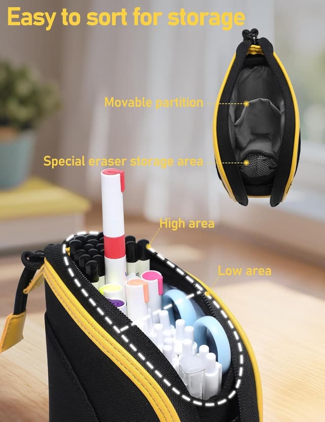 Detalle de GAOCHY 2 in 1 standing pencil case with telescopic pen holder (Black)