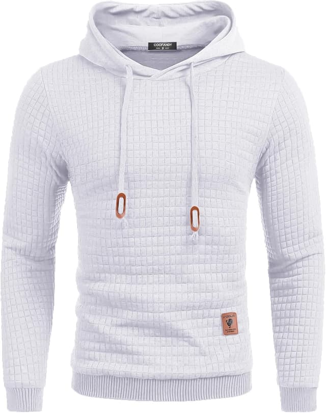 Detalle de COOFANDY felpa da uomo con cappuccio jacquard a quadri e coulisse regolabile