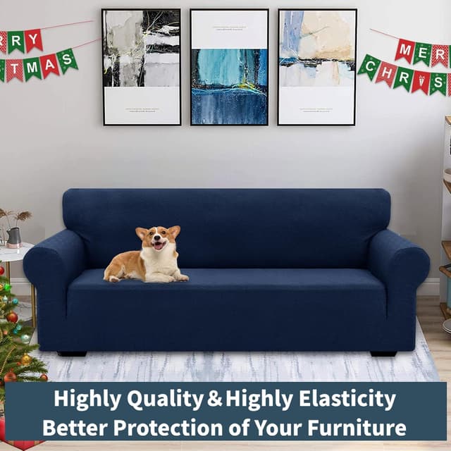 Detalle de Ystyle Copridivano 3 posti con braccioli super elasticizzato antigraffio antiscivolo antimacchia, blu scuro