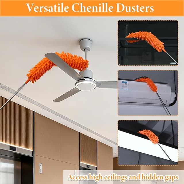 Detalle de TAIANJI 7-teilige Teleskop-Staubwedel mit Waschbarem Mikrofaser-Kopf, ausziehbar bis 237 cm