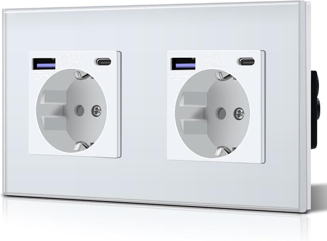 Detalle de BSEED Glas-Wandsteckdose 20W USB C
