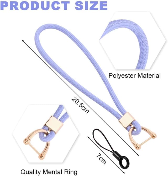 Detalle de Vicloon cordino da polso con portachiavi e anello per telefono (viola)