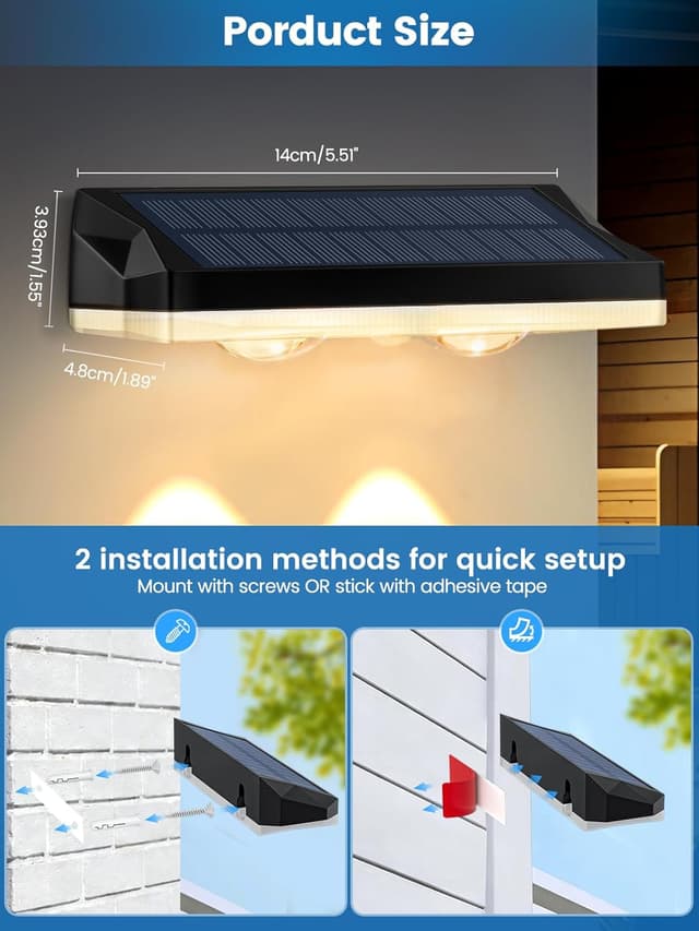 Detalle 2 de shirylzee Solar Fence Lights 4 Pack (IP65) with 13 Lighting Modes and Auto On/Off