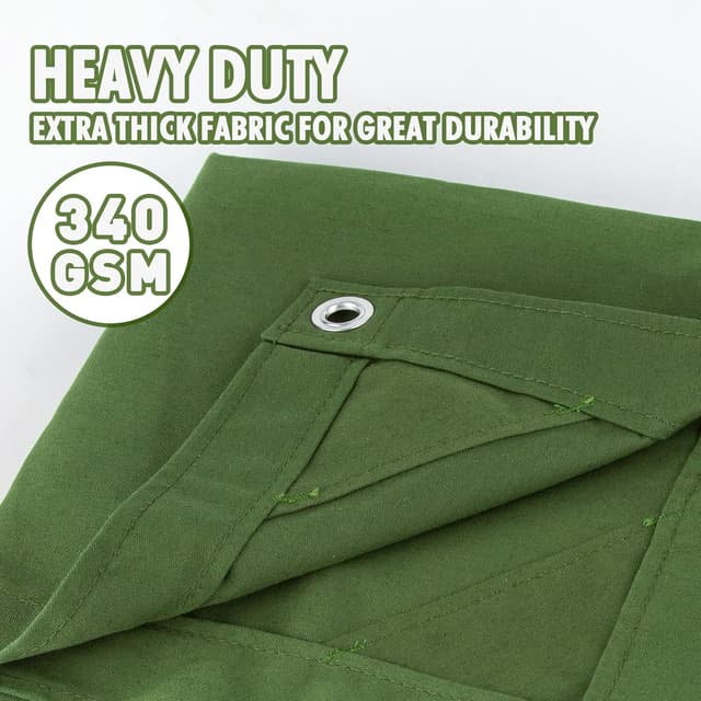 Detalle de Cartman 10 x 16 ft canvas tarp with rustproof metal grommets (heavy-duty multi-purpose cover)