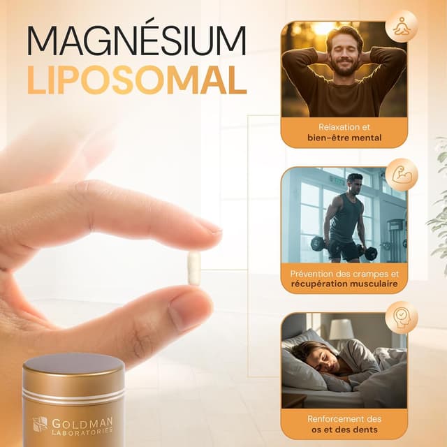 Detalle de Magnésium liposomal Goldman Laboratories – Complexe breveté (90 capsules) à libération lente