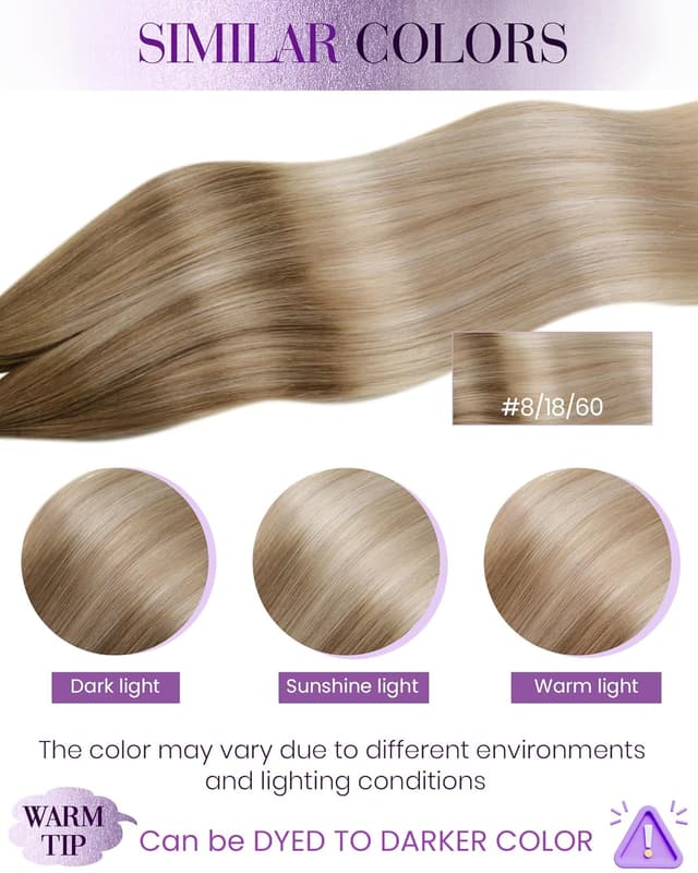 Detalle 2 de LaaVoo Bondings Extension Echthaar (55 cm) mit Keratin-Bondings – Balayage Blond Ombre, 50 g, U-Tip