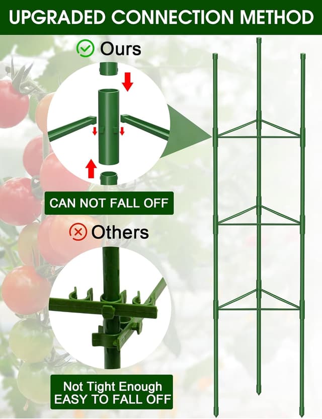 Detalle de MQJIAZHI 6 Pack Tomato Cage for Garden with Height Adjustable Stakes (Extra Bold) up to 51.2in