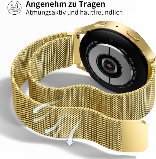 Detalle 2 de LYYLTX Edelstahl Mesh Uhrenarmband mit Magnetverschluss – Schnellverschluss-Ersatzband für Smartwatch