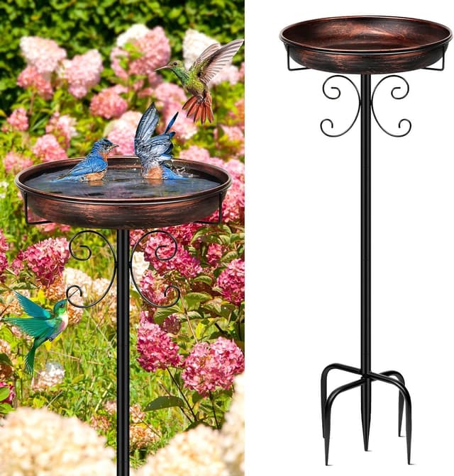 Detalle de Yepper 35In Metal Bird Bath 12in Bowl