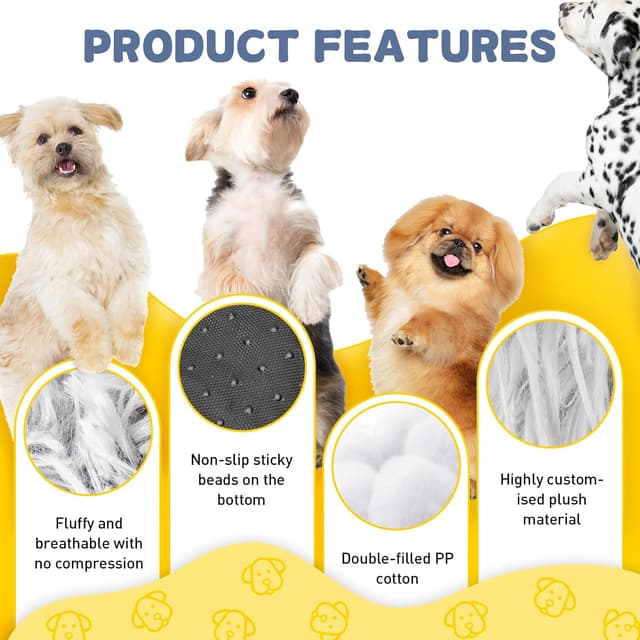 Detalle de LUOJINYI Hundebett Flauschig Donut mit rutschfestem Boden, waschbar – hellgrau, 50 cm