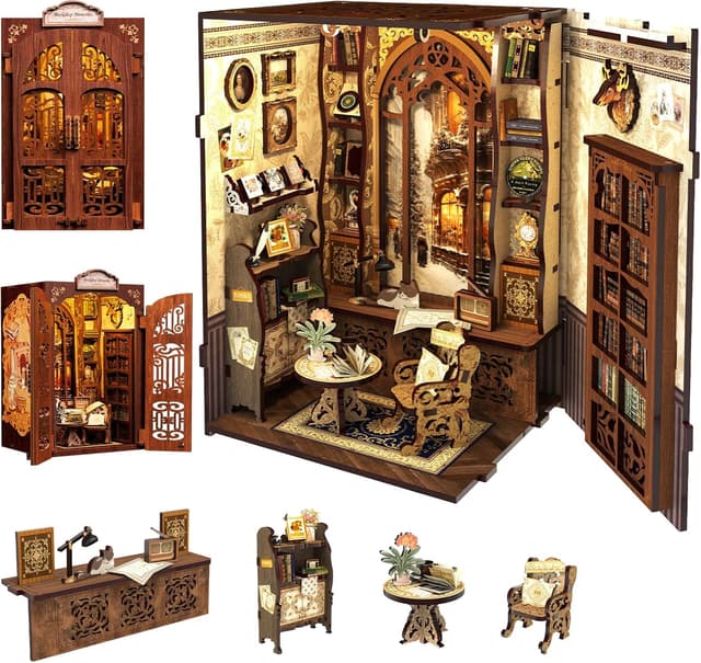 Thumbnail 6 de Fsolis Book Nook Kit Fai da Te: case per miniature con luci LED a forma di testa di gatto