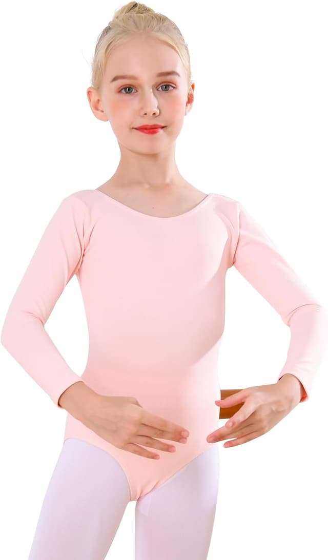 Detalle de Bezioner Ballet Leotard for Girls (88% nylon, 12% spandex) – Long Sleeve Gymnastics & Dance Outfit