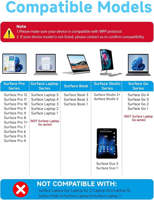 Detalle de Milikilo F97 Stylus Pen for Microsoft Surface Pro, Surface Go, Surface Laptop (with eraser & right-click, 1024 pressure)