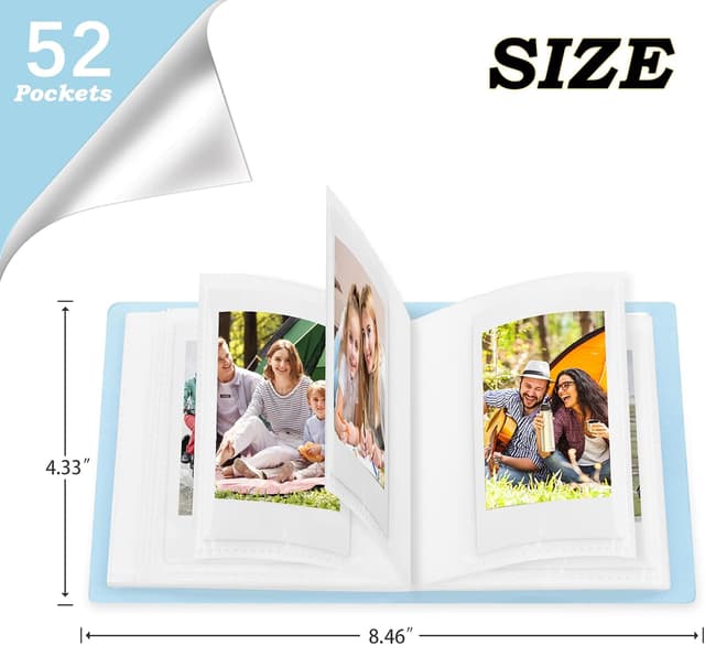 Detalle de 52-Taschen Mini-Fotoalbum für Sofortbild (u. a. Fujifilm Instax Mini & Polaroid Snap) – blau