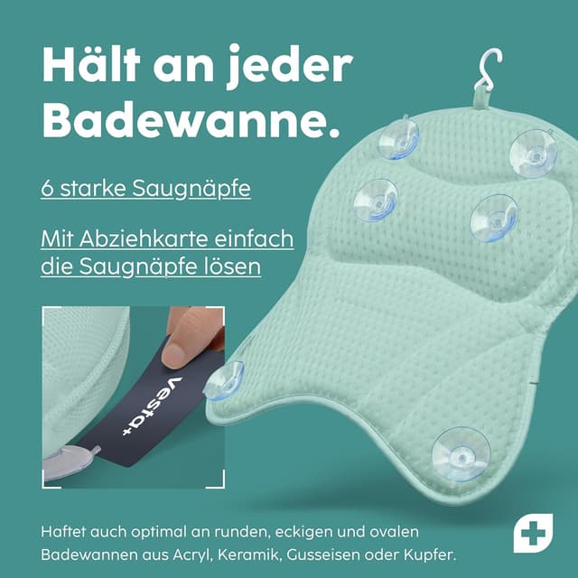 Thumbnail 4 de Vesta+ Badewannenkissen Mint L mit 6 Saugnäpfen 🛀