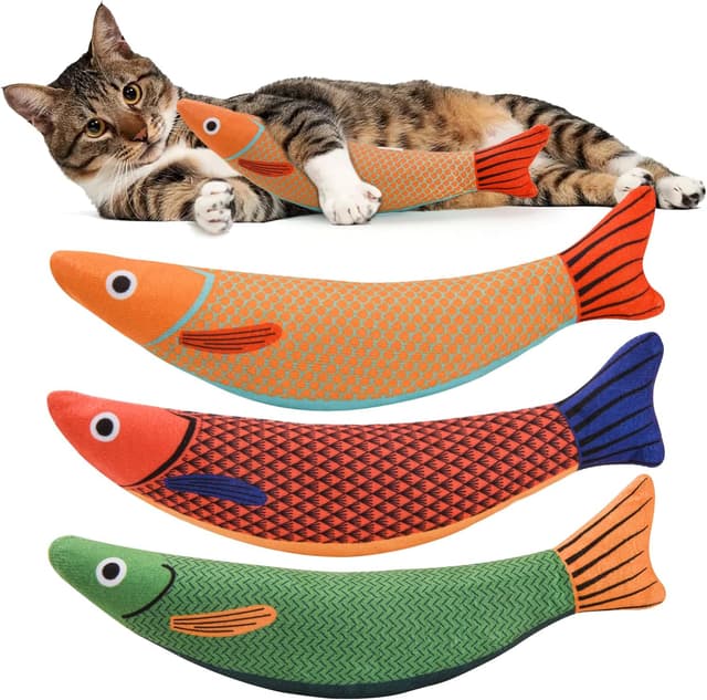 Detalle de Lot de 3 jouets poisson à l’herbe à chat AUSCAT (jouets à frapper avec bruit)