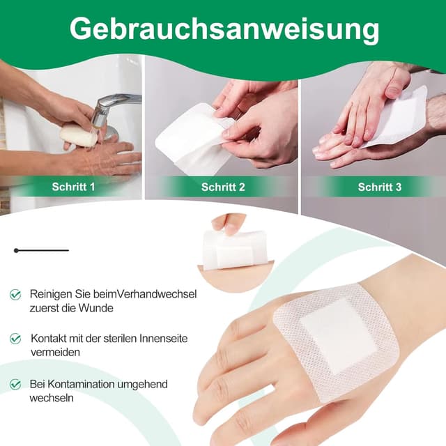 Detalle de HansaGT Medical Wundpflaster 7 x 5 cm sensitiv & hypoallergen, selbstklebend, steril (50 Stück) – für kleine Schnittwunden