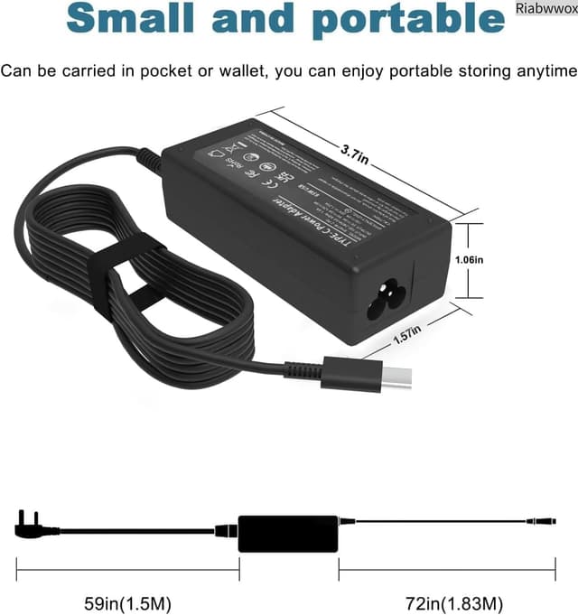 Detalle 2 de Riabwwox Universal 65W USB C Laptop Charger