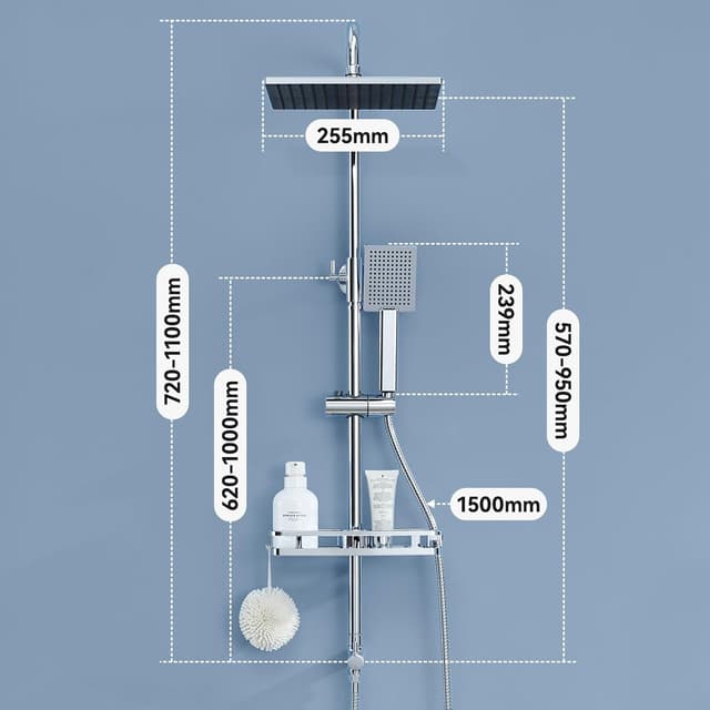 Thumbnail 6 de Auralum Regendusche 25 x 25 cm Edelstahlset