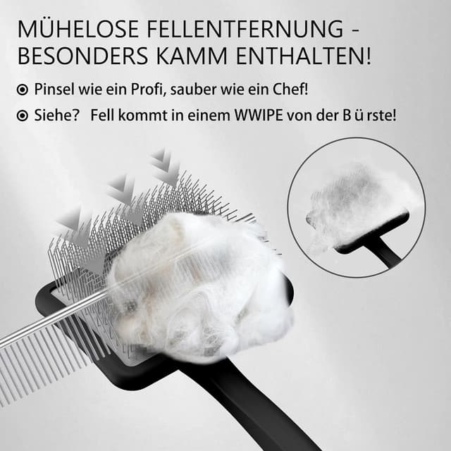 Detalle de YOYUPETA Zupfbürste für Hunde mit Langhaar – 3-teiliges Profi-Set aus Buchenholz mit Unterwoll-Rechen & Edelstahlkamm