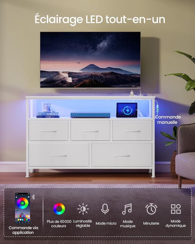 Thumbnail 4 de SONGMICS BELLAH Commode 5 tiroirs 1 étagère