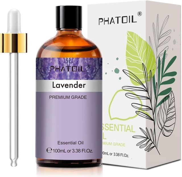 Detalle de PHATOIL Lavender Essential Oil 100ml (100% Natural) – for diffusers, aromatherapy & DIY
