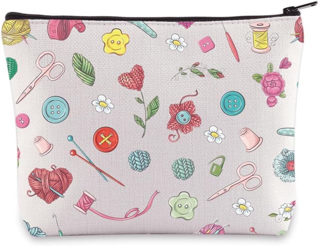 Detalle de LEVLO Knitter Zipper Pouch Bag – Cotton Canvas crochet storage and cosmetic bag