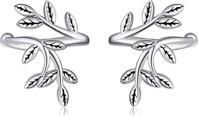 Detalle de CUPENDA Blatt Ohrmanschetten-Ohrringe aus 925 Sterlingsilber (Ohrkletterer, ohne Piercing)