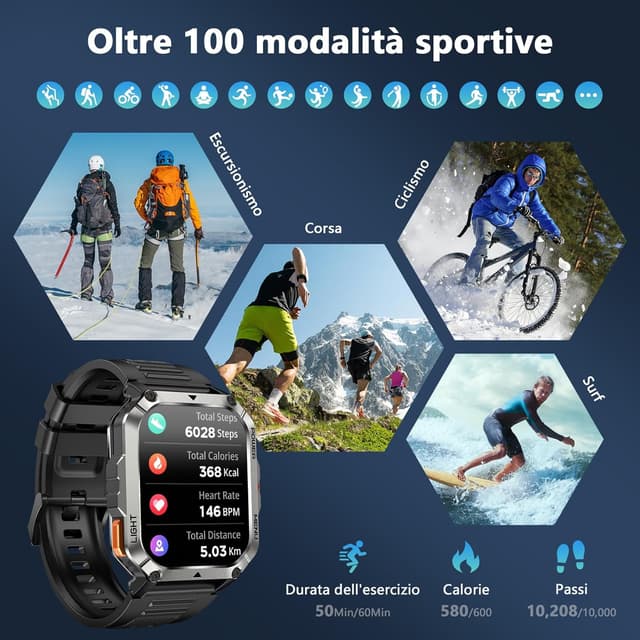 Thumbnail 5 de Blackview Smartwatch 2,01" militare 900 mAh