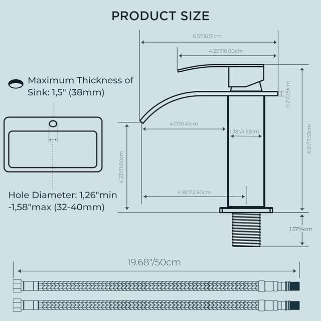 Thumbnail 6 de FORIOUS Wasserhahn Bad Schwarz 110 mm đ°