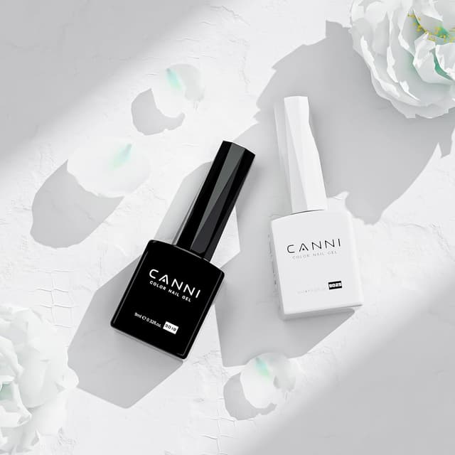 Detalle de CANNI Hema-Free Black & White Gel Nail Polish Set (2-Piece) — LED Soak-Off Gel Kit for DIY Manicures