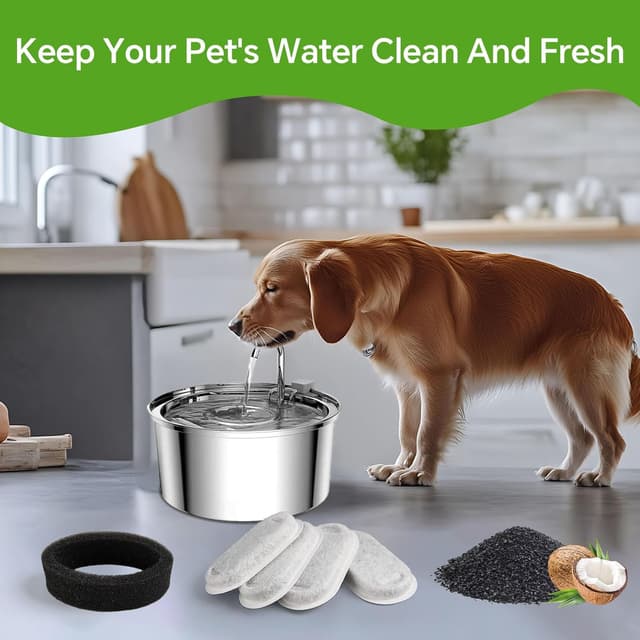 Detalle de KOMABLEN 24 filtri di ricambio per fontanella per gatti (12 filtri carbone attivo + 12 spugne in schiuma)