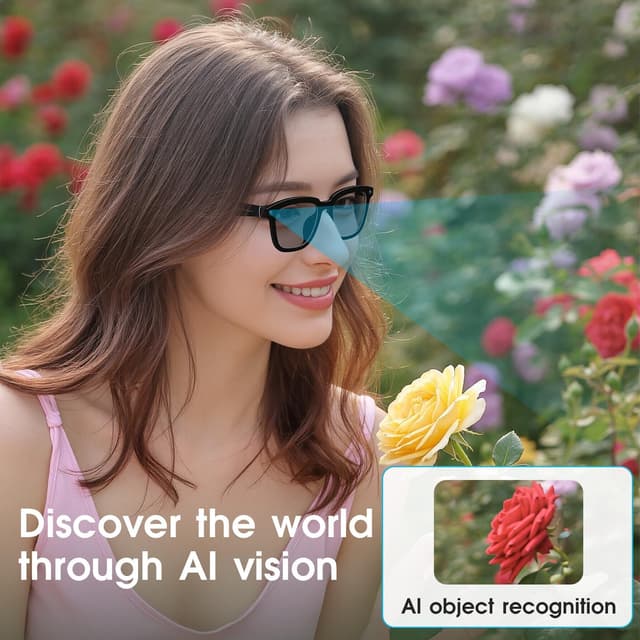 Detalle de Tulbeys AI Smart Glasses with HD 1200P Camera (8MP) – Auto Tint Photochromic Lenses for Travel & Outdoor Use