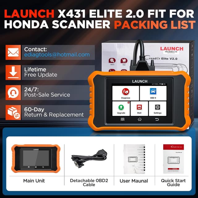 Thumbnail 6 de LAUNCH Creader Elite V3.0 OBD2 Scanner for Honda Acura