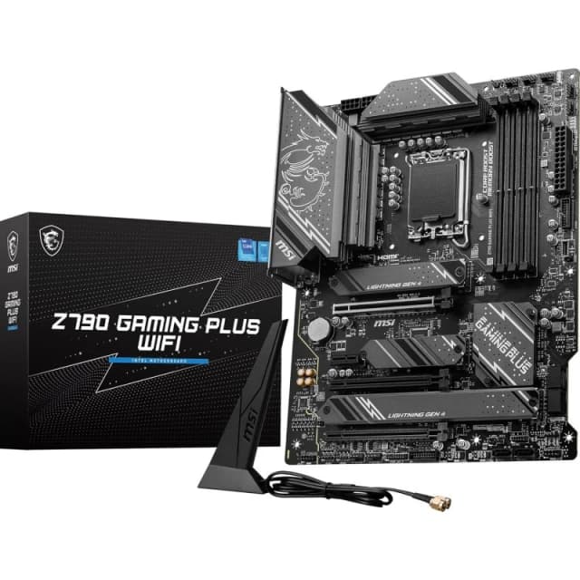 Detalle de MSI Z790 GAMING PLUS WIFI (LGA 1700) placa base con DDR5, Wi‑Fi y PCIe 4.0 M.2
