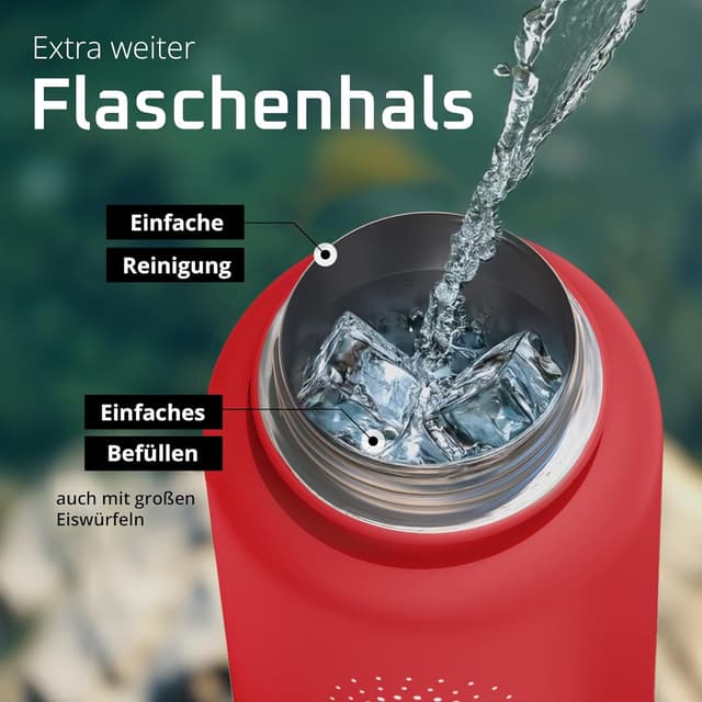 Detalle de ACTIVE FLASK Trinkflasche aus Edelstahl mit Strohhalm-Verschluss (3 Deckel), BPA-frei, auslaufsicher