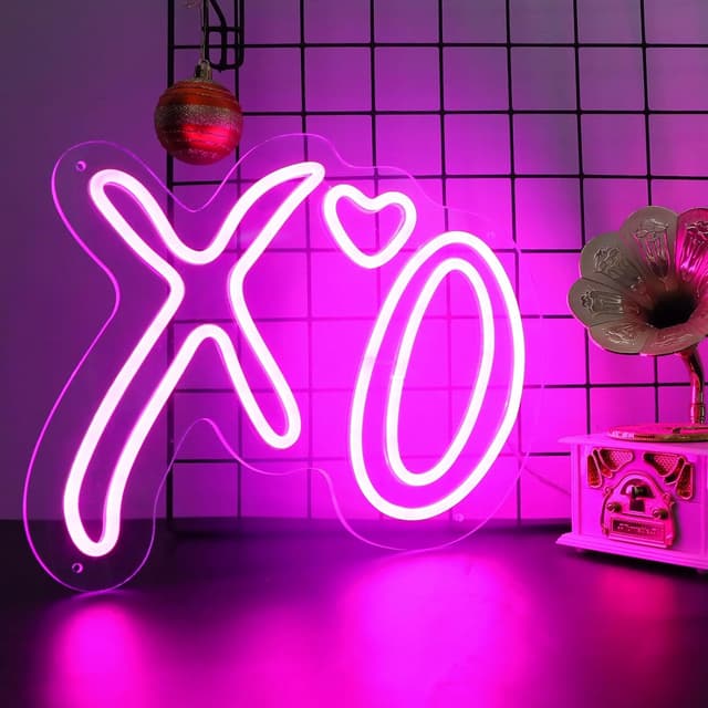 Detalle 2 de DWOOKE XO Herz-Neonschilder – rosa LED-Neonlicht für Wanddekoration, USB-dimmbar