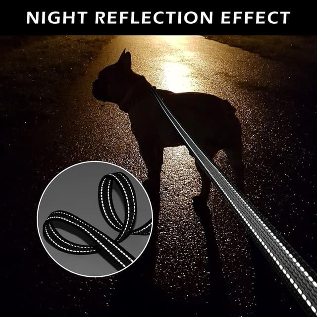 Detalle 2 de Wisedog Black 3m Reflective Long Line Dog Lead with Non-Slip Rubber Grips