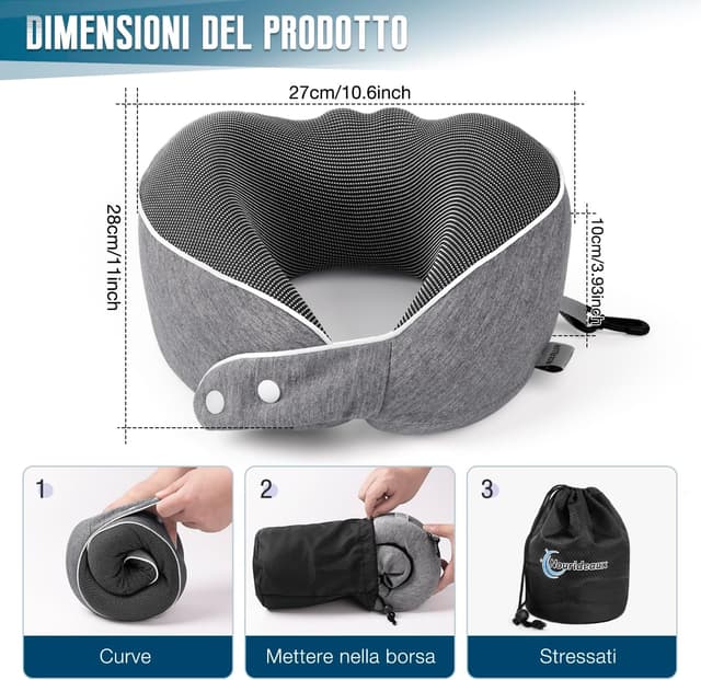 Detalle 2 de Nourideaux Nackenkissen Dunkelgrau Flugzeug