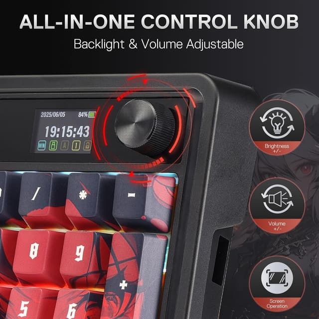 Thumbnail 6 de Redragon K719 Pro Gasket clavier mécanique 95 touches avec écran TFT 1,14" et bouton rotatif (US QWERTY)