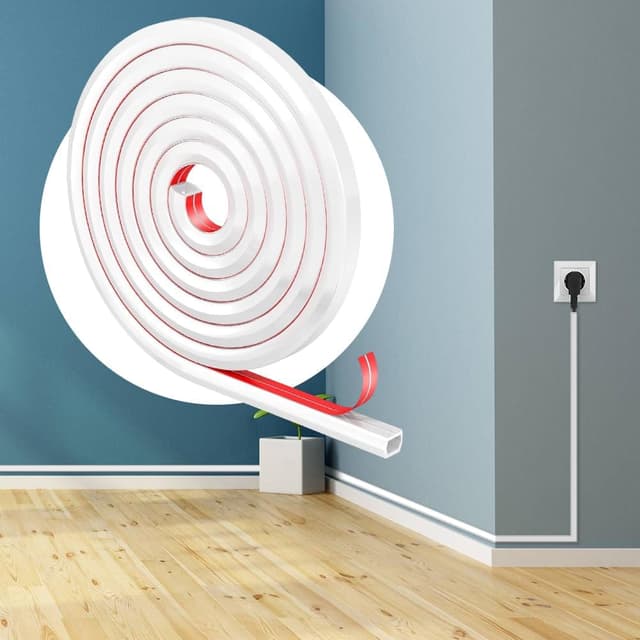 Detalle 2 de Wapasezyar selbstklebender Kabelkanal halb-rund, mini, weiß – 2 m zur Verlegung und zum Schutz von 1 Kabel