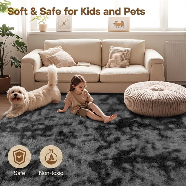 Detalle 2 de Untimaty Rugs 160x230cm Dark Grey shaggy rug