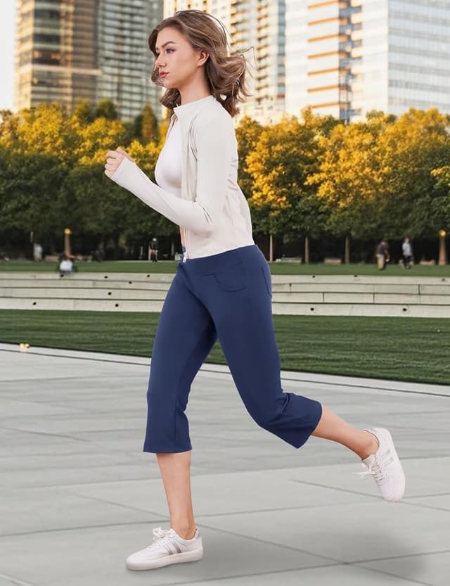 Detalle de MOVE BEYOND Butterweiche Damen Bootcut Yogahose mit Bauchkontrolle und 4 Taschen