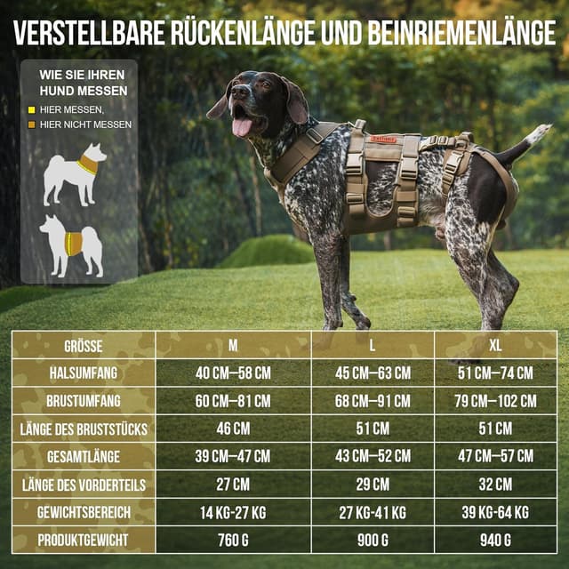 Detalle de OneTigris SKYEWALKER Unterstützung Geschirr: einstellbares Hebegeschirr mit 2 Griffen für mittelgroße bis große Hunde